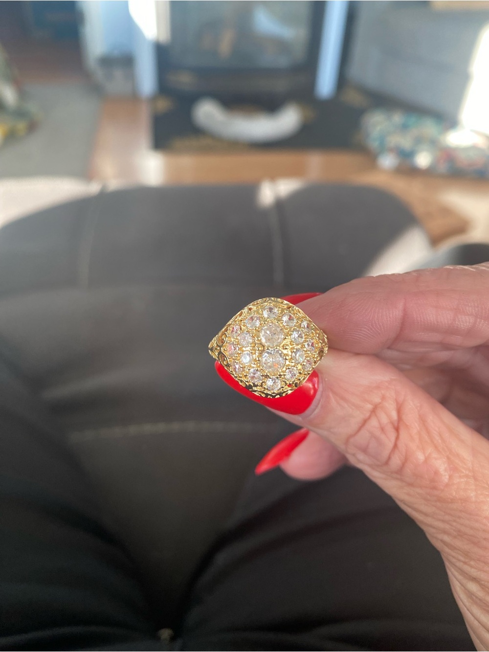 Gold-Tone Crystal Cluster Statement Ring - Women Jewelry